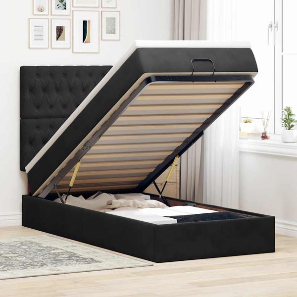 vidaXL Osmanský rám postele s matracmi čierna 90x190 cm zamat