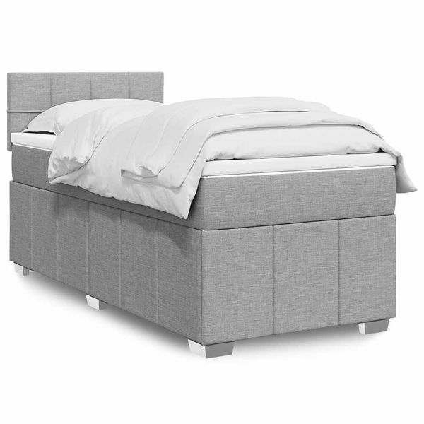vidaXL Posteľný rám boxsping s matracom bledosivý 80x200 cm látka
