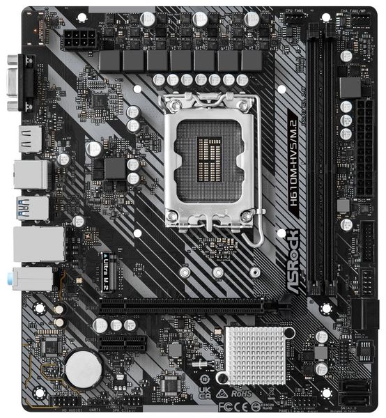 ASROCK H610M-HVS/M.2 R2.0 (intel 1700, 2xDDR4 3200MHz, 4xSATA3, M.2, HDMI +VGA, 1xGLAN, mATX) Základní deska, Intel H610, LGA1700, 2x DDR4 DIMM (max. 64GB), M.2, HDMI, VGA, mATX