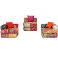vidaXL 3-miestna modulárna taburetka, patchwork, látka