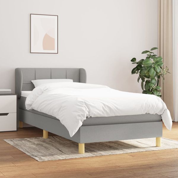 vidaXL Posteľný rám boxsping s matracom bledosivý 80x200 cm látka