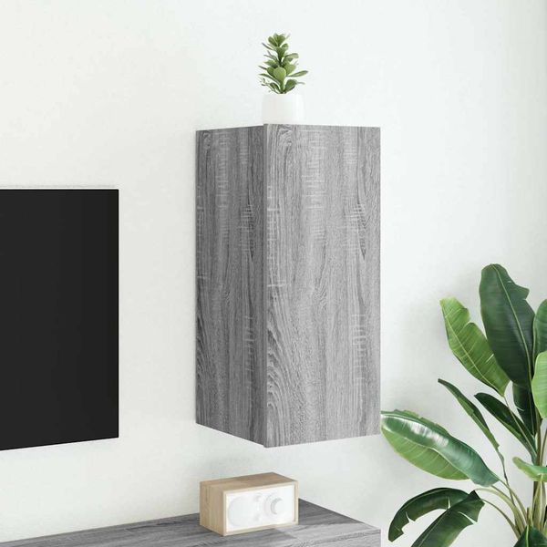 vidaXL TV nástenná skrinka s LED svetlami sivá sonoma 30,5x35x70 cm