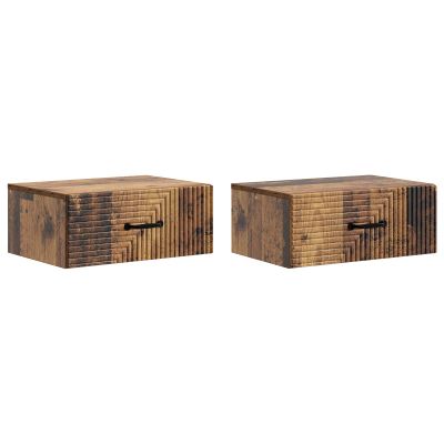 vidaXL Nástenná nočná skrinka 2 pcs Staré drevo 49 x 34,5 x 20 cm