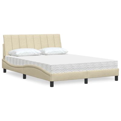 vidaXL Posteľ s matracom Hanko krémová 120x200 cm látka
