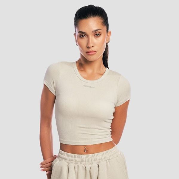 Dámske tričko Cropped Aura Grey - GymBeam, veľkosť M