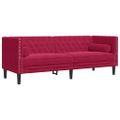 vidaXL 3-miestna pohovka Chesterfield s opierkami vínovo-červená zamat