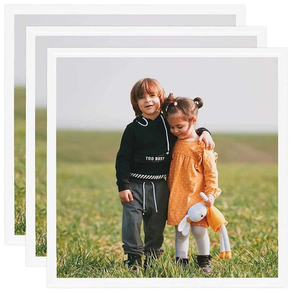 vidaXL Fotorámiky na stenu, koláž 3 ks, biele 40x40 cm, MDF