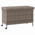 vidaXL záhradný úložný box s kolieskami sivý 110x55x73 cm polyratan