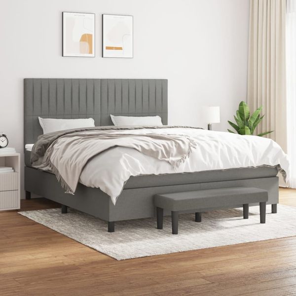vidaXL Boxspring posteľ s matracom tmavosivá 180x200 cm látka