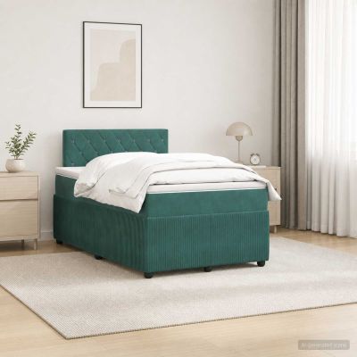vidaXL Posteľ boxspring s matracom Tmavozelená 120 x 200 cm Zamat