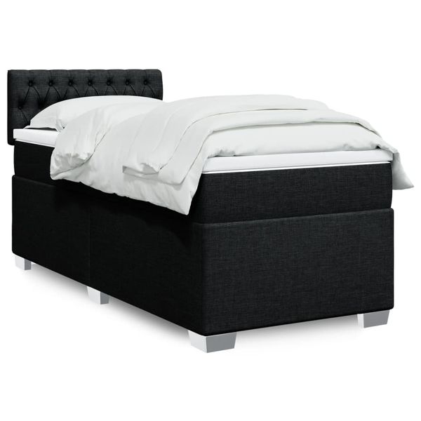 vidaXL Boxspring posteľ s matracom čierna 100x200 cm látka