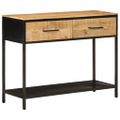 vidaXL Konzolový stolík 100x35x76 cm mangovníkový masív a železo