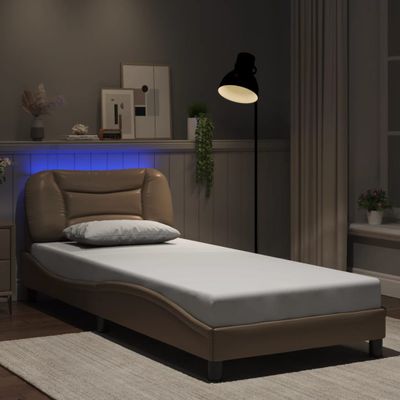 vidaXL Rám postele s LED bez matraca, Hvar, kapučínový 80x200 cm