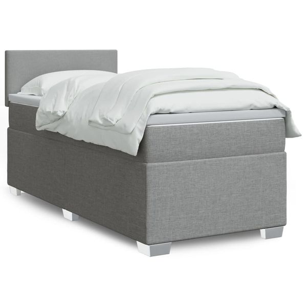 vidaXL Posteľný rám boxsping s matracom bledosivý 90x190 cm látka