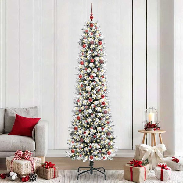 vidaXL Umelý vianočný stromček Biela 240 cm PVC, kov a plast