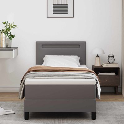 vidaXL Posteľ s pružinovým rámom Sivá 90 x 200 cm Umelá koža