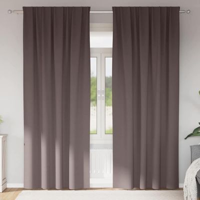 vidaXL Záclony na zatemnenie s krúžkami 2 pcs Tmavohnedá 225 x 140 cm