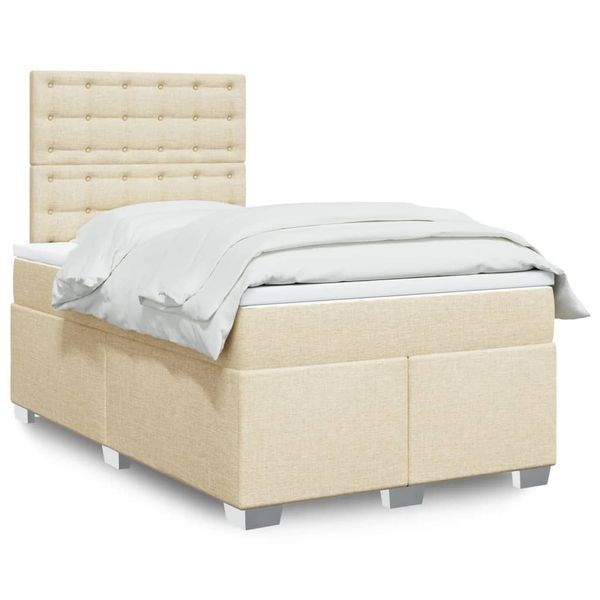 vidaXL Boxspring posteľ s matracom krémový 120x200 cm látka