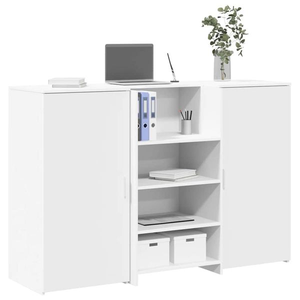 vidaXL Recepčný stôl biely 155x50x103,5 cm kompozitné drevo