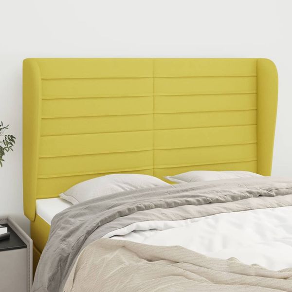 vidaXL Čelo postele so záhybmi zelený 147x23x118/128 cm látka