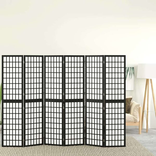 vidaXL Skladací paraván so 6 panelmi japonský štýl 240x170 cm čierny