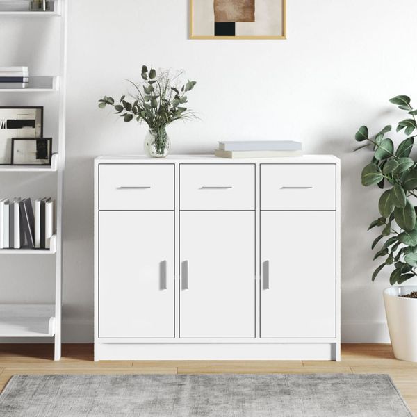 vidaXL Komoda biela 91x28x75 cm, umelé drevo