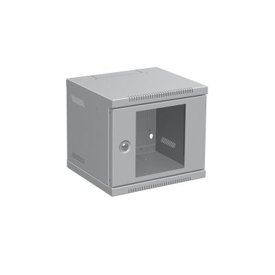 Nástenný rozvádzač 10" 4U RAL 7035 sklenené dvere LC-10-4-11-G