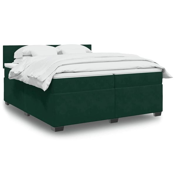 vidaXL Posteľný rám boxsping s matracom tmavozelený 200x200 cm zamat