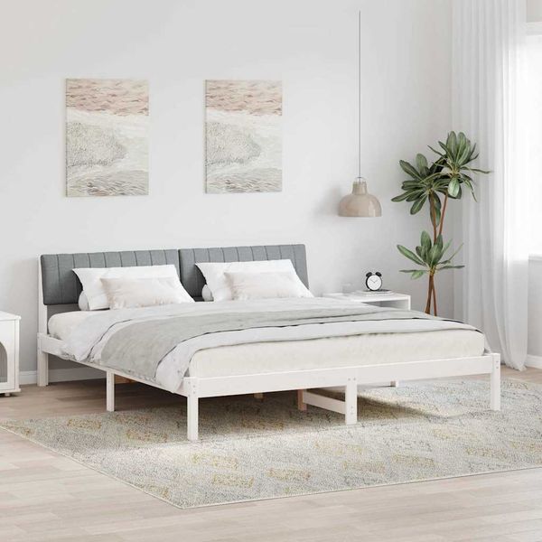 vidaXL Rám postele Biela a svetlosivá 180 x 200 cm Borovicový masív