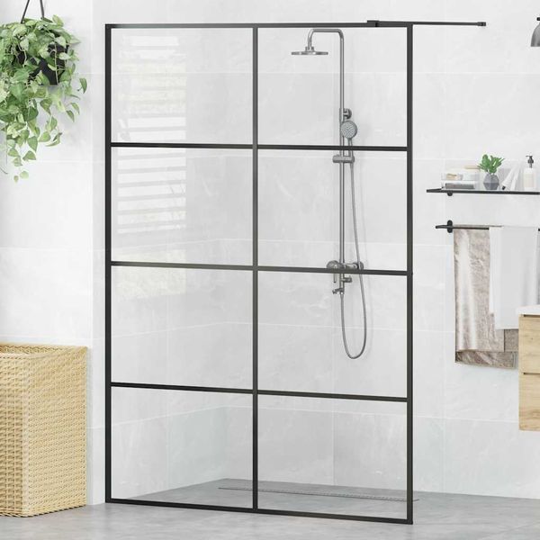 vidaXL Sprchová zástena z priehľadného ESG skla 140x195 cm čierna