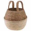 vidaXL Kvetináč s uchami Biela Ø 22 x 20 cm 100% Morská tráva