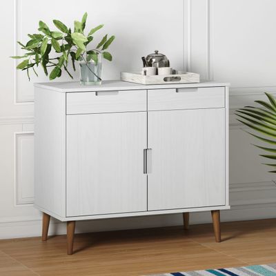 vidaXL Komoda MOLDE, biela 90x40x80 cm, borovicový masív
