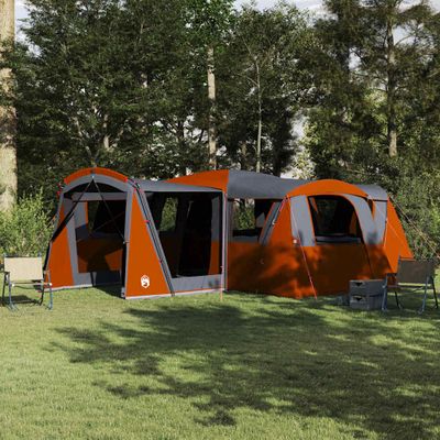 vidaXL Rodinný stan pre 20 osôb Šedá a oranžová 745 x 700 x 217 cm