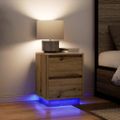 vidaXL Nočná skrinka s LED osvetlením Dub Artisan 38x34x50 cm