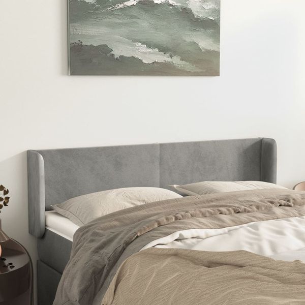 vidaXL Čelo postele so záhybmi bledosivé 147x16x78/88 cm zamat