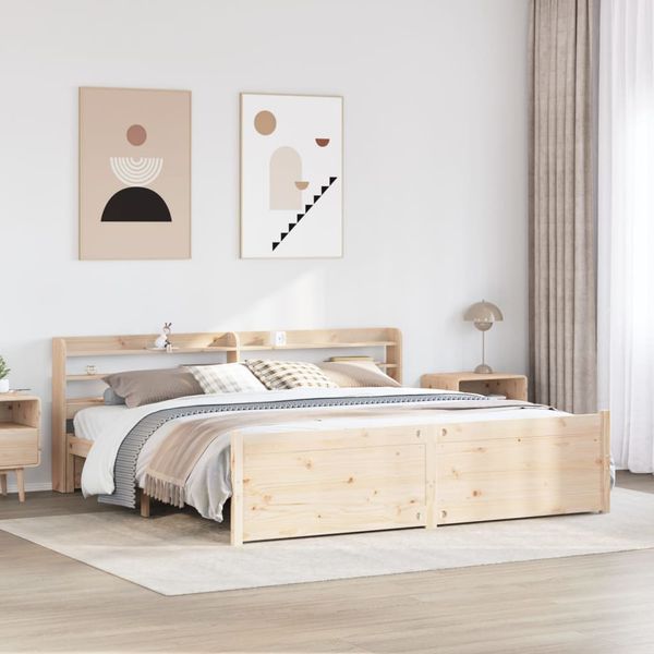 vidaXL Posteľný rám s čelom 180x200 cm borovicový masív