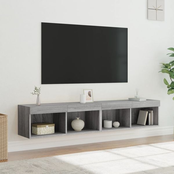 vidaXL TV skrinky s LED svetlami 2 ks sivé sonoma 80x30x30 cm