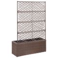 vidaXL Vyvýšený záhon+mriežka, 3 nádoby 83x30x130 cm, polyratan, hnedý