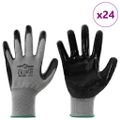 vidaXL Pracovné rukavice 24 ks Šedá a čierna 11 / XXL Polyester