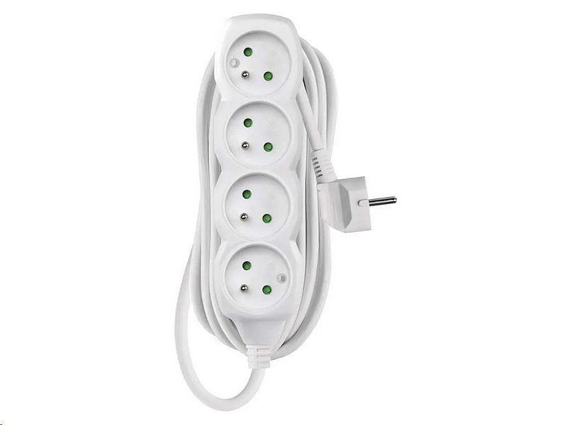 Prodlužovací kabel EMOS P0415R / 5 m / 4 zásuvky / bílý / PVC / 1,5 mm2