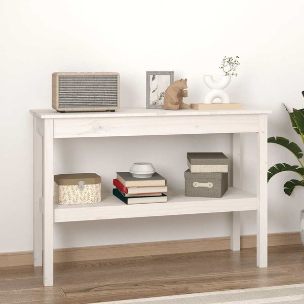 vidaXL Konzolový stolík biely 110x40x75 cm masívne borovicové drevo