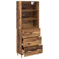 vidaXL Highboard Staré drevo 69,5 x 32,5 x 180 cm Kompozitné drevo