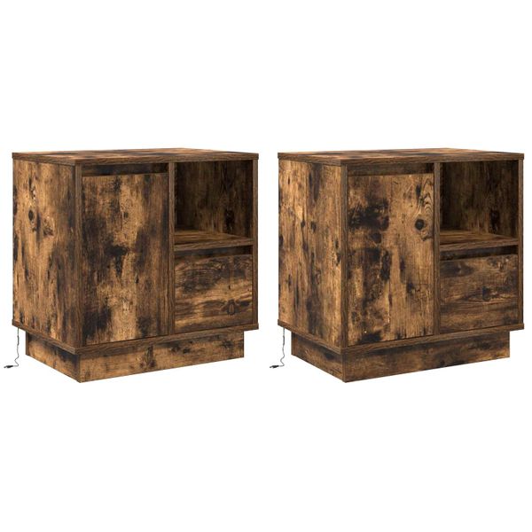 vidaXL Nočný stolík so zásuvkou 2 pcs Dymová dub 50 x 34,5 x 50 cm