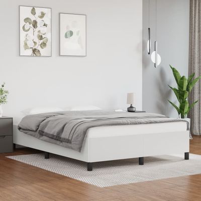 vidaXL Posteľný rám bez matraca biely 140x190 cm umelá koža