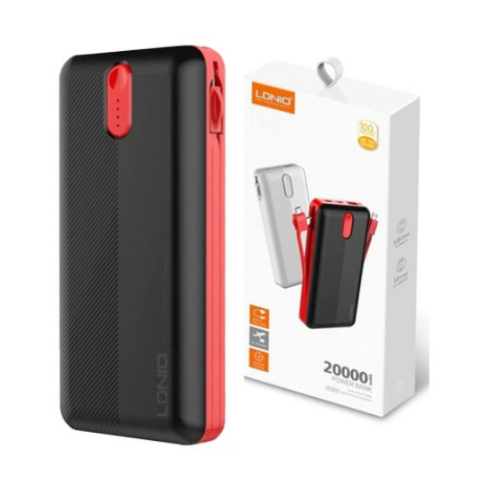 Ldnio PL2014 power bank s mikro typom c a osvetľovacím portom 74WH 20000MAH čierna červená