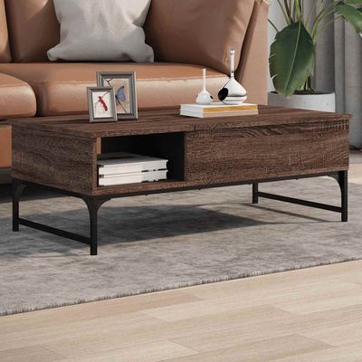 vidaXL Konferenčný stolík hnedý dub 100x50x35 cm kompozit. drevo a kov