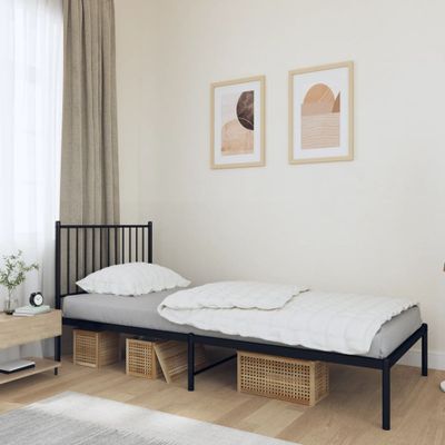 vidaXL Kovový rám postele s čelom čierny 90x200 cm