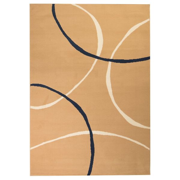 vidaXL Moderný koberec, kruhový dizajn, 140x200 cm, hnedý