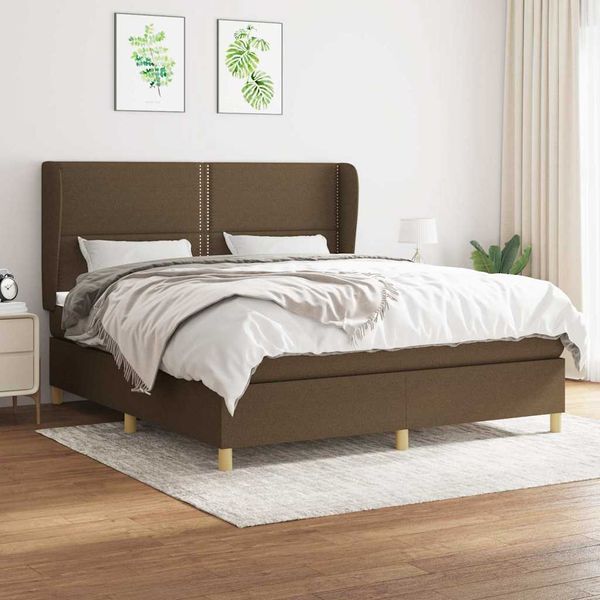 vidaXL Boxspring posteľ s matracom tmavohnedá 160x200 cm látka