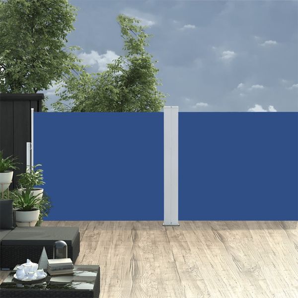 vidaXL Zaťahovacia bočná markíza, modrá 170x1000 cm